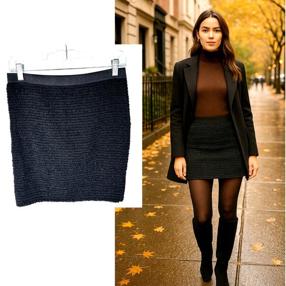 Revolve S BEADED Mini Skirt $199 Stretch Bodycon Elastic Waist Black - Picture 1 of 8